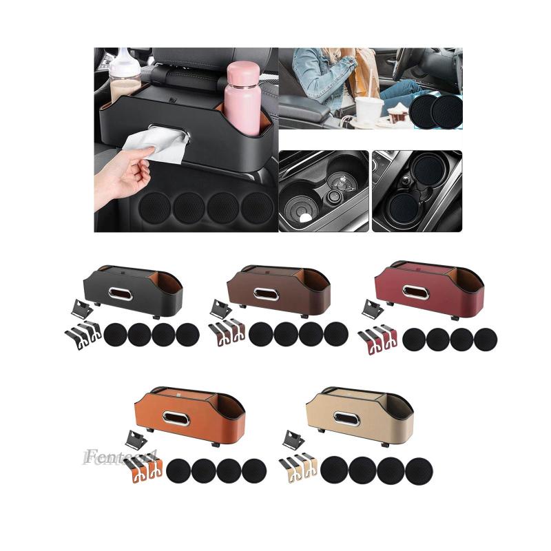 [Fenteer1] Túi Da PU Đựng Cốc / Khăn Giấy Gắn Ghế Ngồi Xe Hơi Chống Rách
