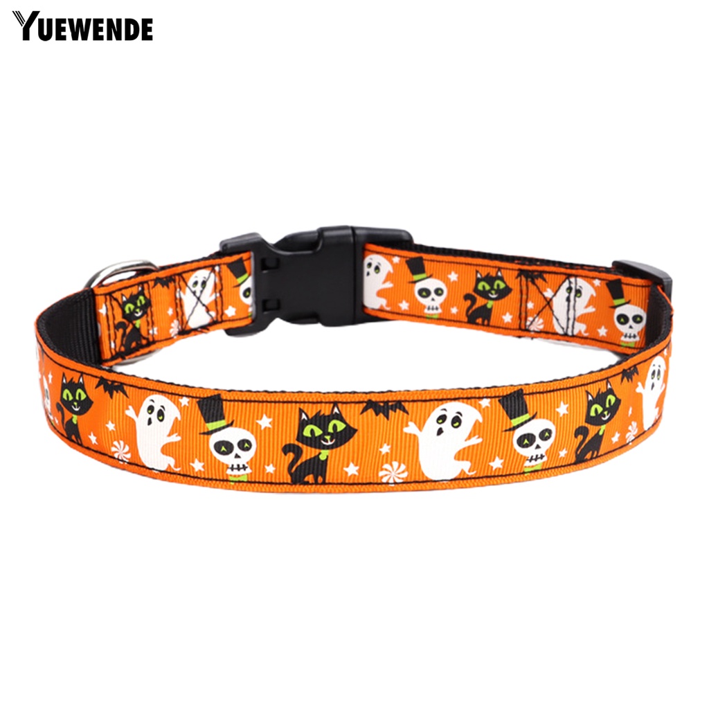Yq.e Vòng Cổ Nylon Chống Mài Mòn In Họa Tiết Halloween Có Thể Điều Chỉnh Cho Thú Cưng