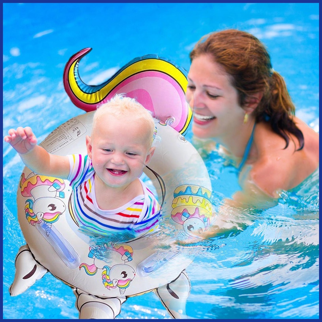 Phao Bơi Bơm Hơi Dày Dặn Hình Động Vật Hoạt Hình Dễ Thương Có Tay Cầm An Toàn Tiện Dụng