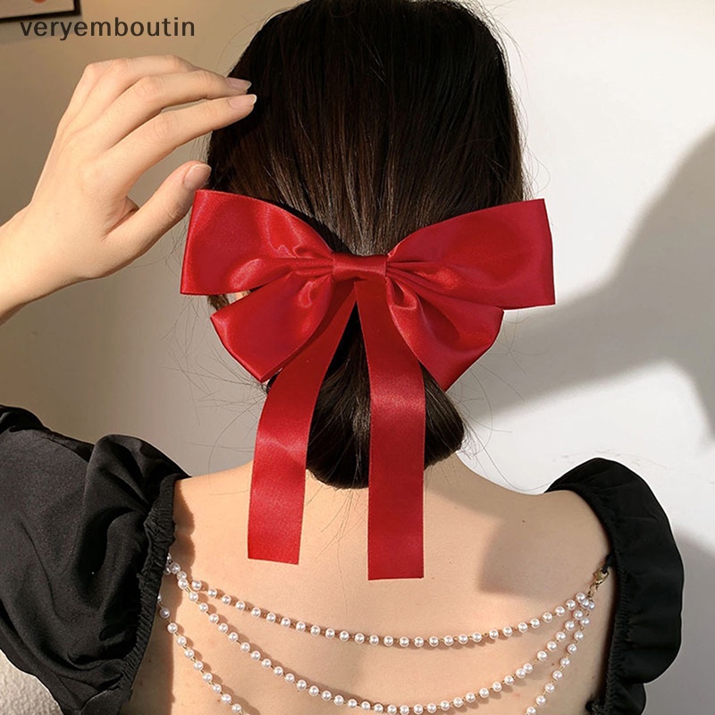 Kẹp Tóc Nơ Lớn Màu Trơn Thời Trang Dành Cho Nữ