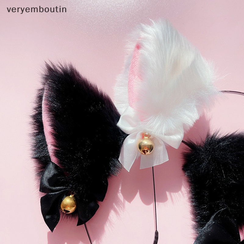 Băng Đô Cài Tóc Tai Mèo Phối Ren Và Chuông Hóa Trang Quyến Rũ Cho Nữ