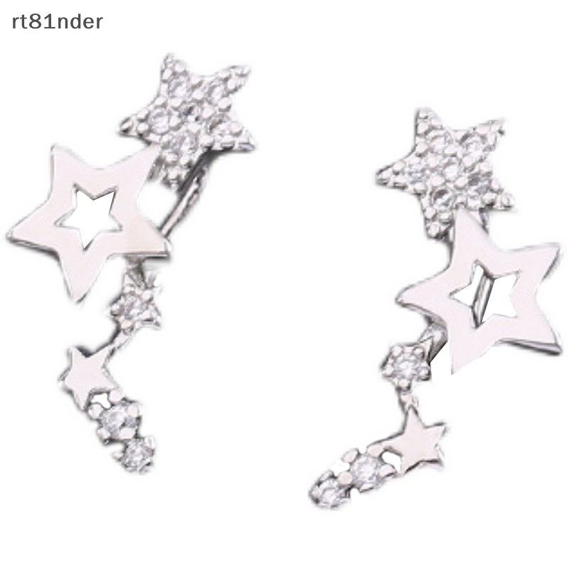 Rt 1 Đôi Bông Tai Ngôi Sao Đính Đá Zircon Trắng Phong Cách Đơn Giản Thời Trang Dành Cho Nữ