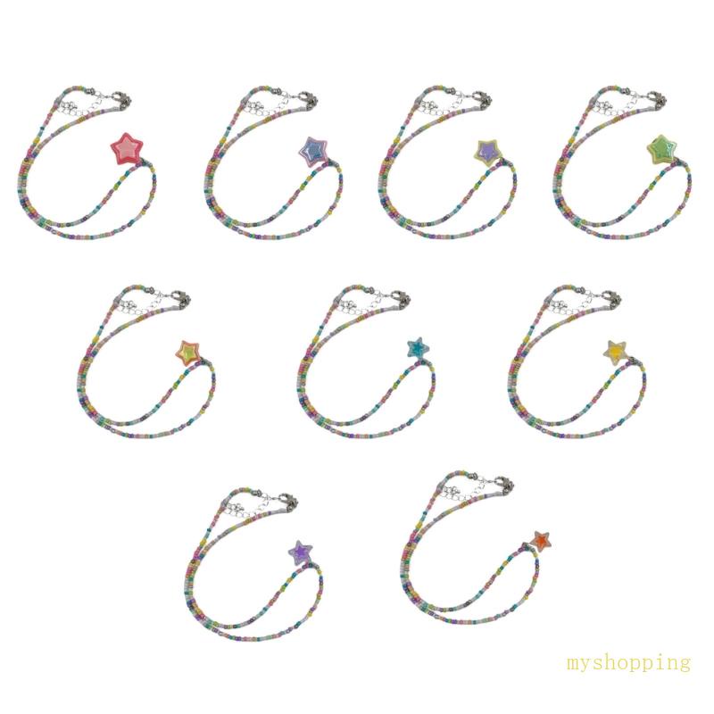 Vòng cổ Chuỗi Hạt Nhiều Màu Mặt Ngôi Sao Phong Cách Bohemian