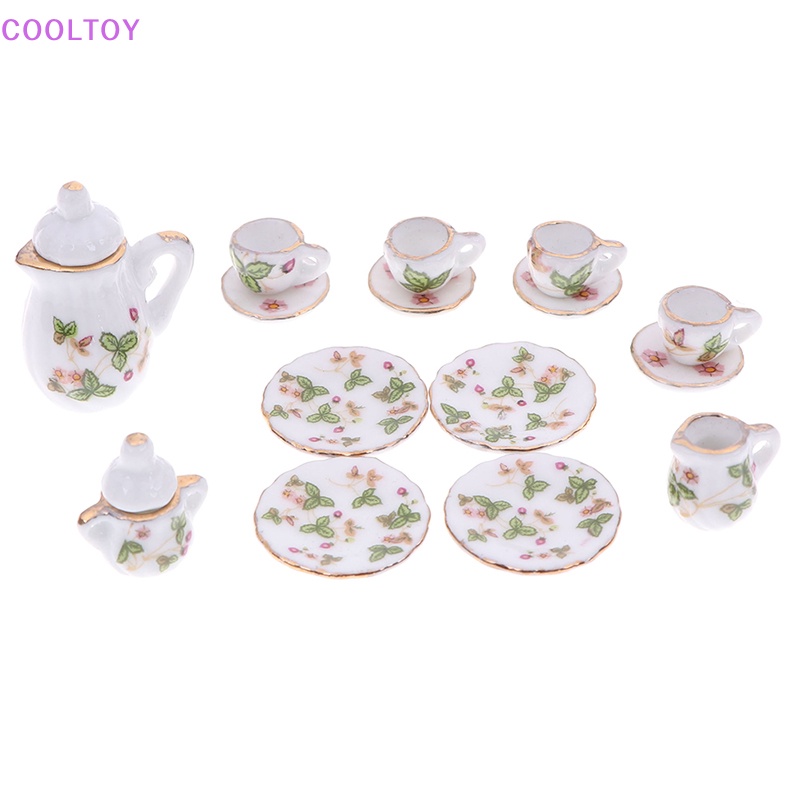 Bộ 15 Ấm Tách Uống Trà Mini Tỉ Lệ 1: 12 Xinh Xắn