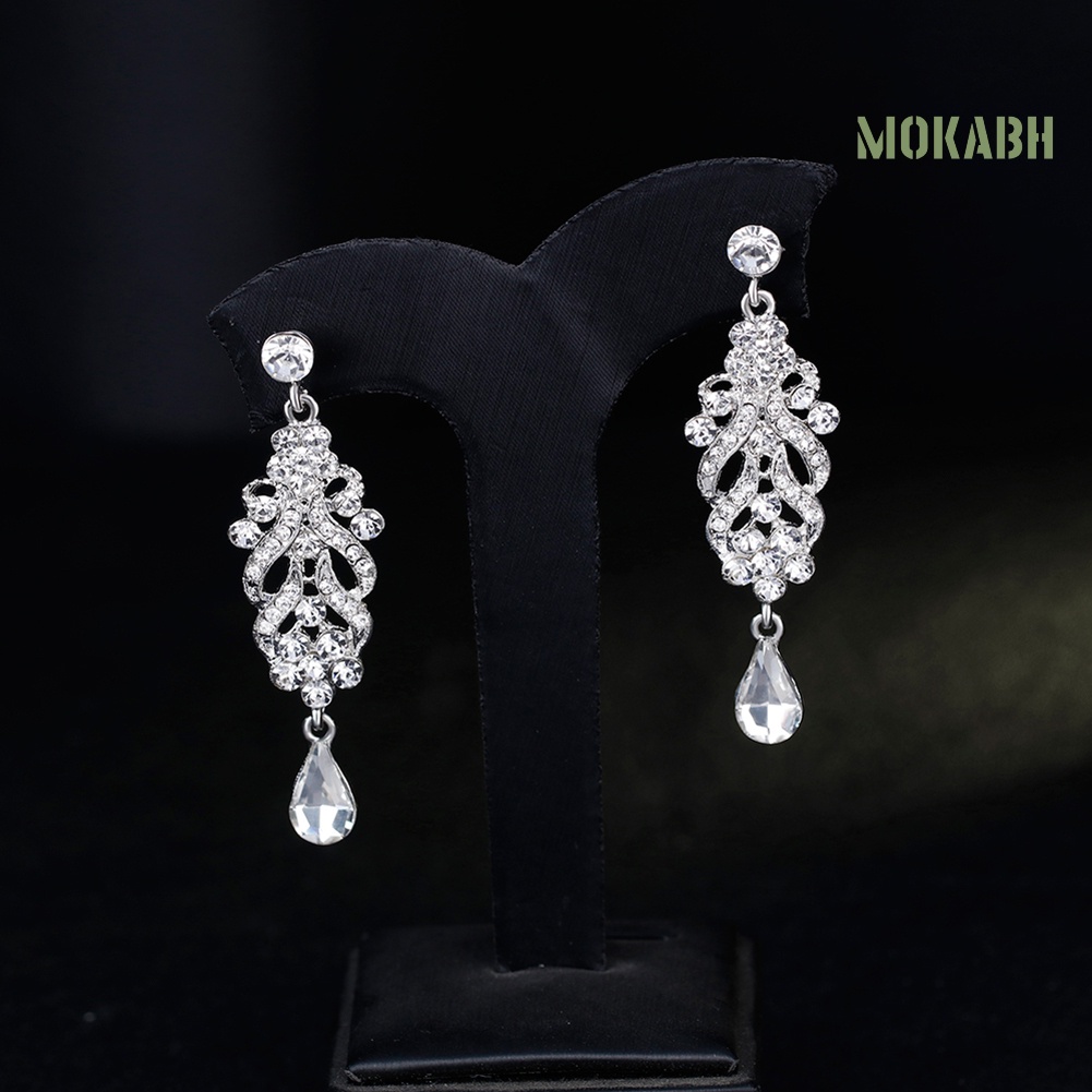 Bông Tai Dáng Dài Hình Hoa Đính Đá Lấp Lánh Thời Trang Cho Nữ