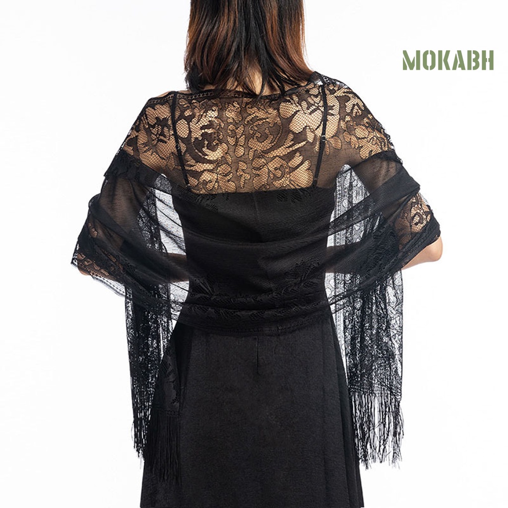 Khăn Choàng Ren Hoa Phối Tua Rua Dành Cho Cô Dâu