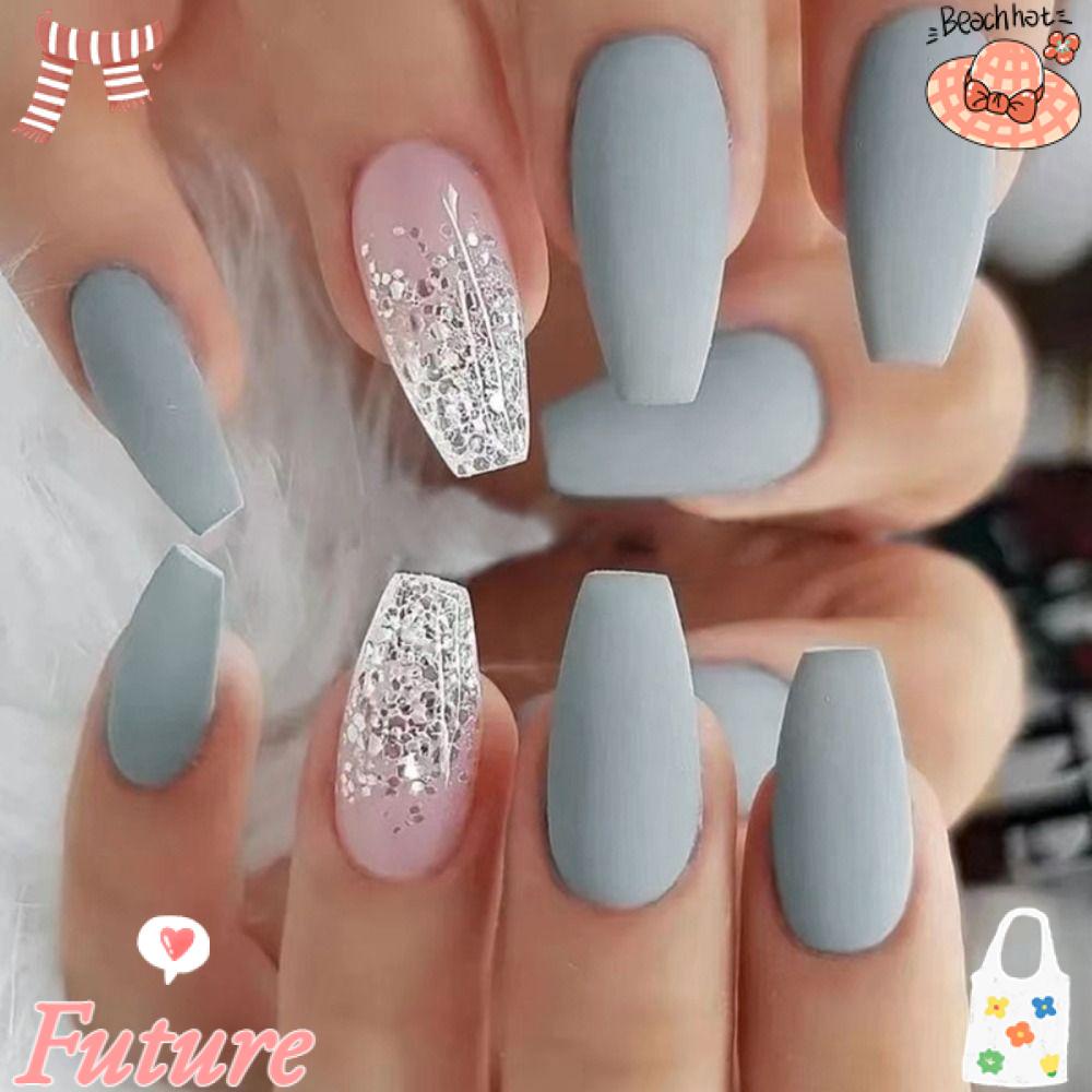 Set 24 Móng Tay Giả Che Phủ Toàn Diện Phong Cách Pháp