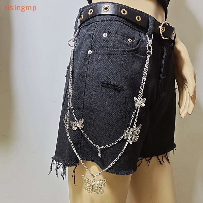 Móc Khóa Dây Xích Hai Lớp Hình Bướm Rỗng Phong Cách Hip Hop Thời Trang Cho Nam Và Nữ