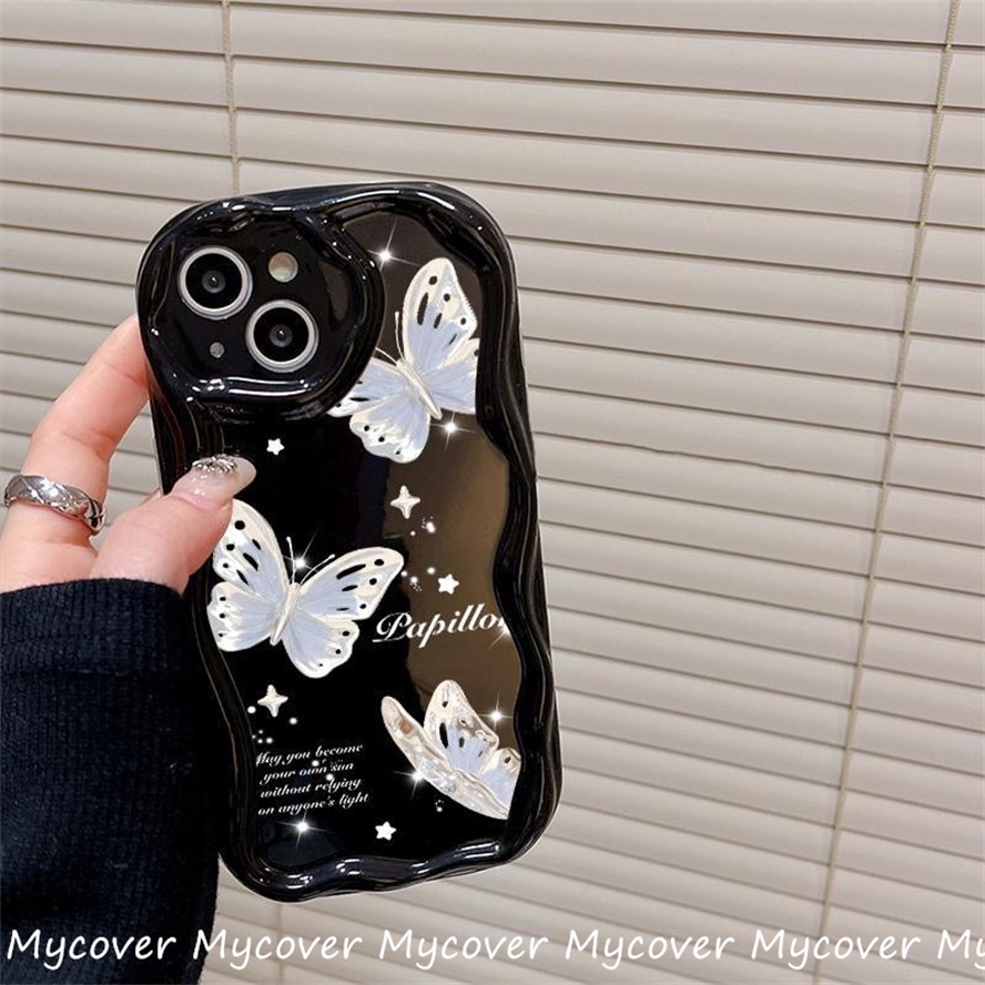 Ốp Điện Thoại Silicone Mềm Chống Sốc In Hình Bướm Trắng Cho iPhone 11 12 13 14 Pro Max X Xr Xs 8 7 6 Plus SE 2020