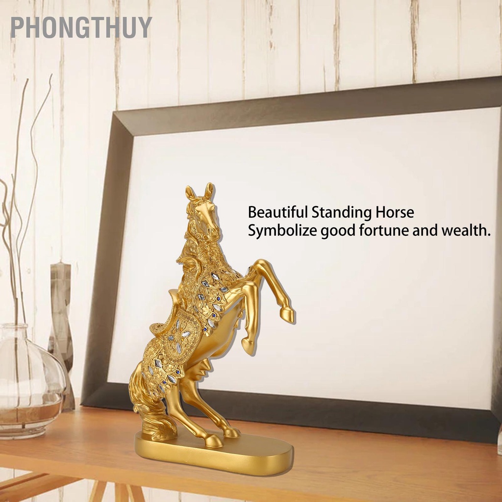 Tượng Ngựa Vàng Đính Đá để bàn May Mắn Phong Thủy Trang Trí Văn Phòng phòng khách