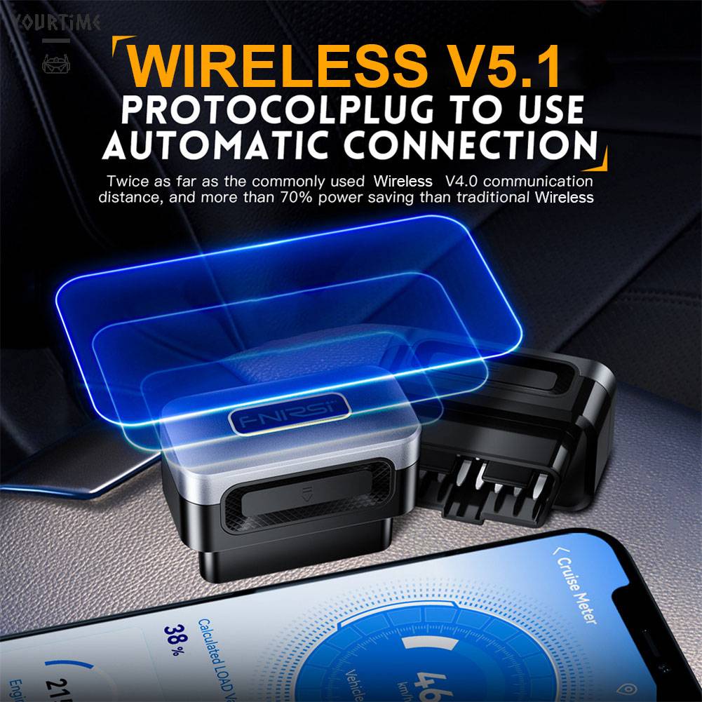 Đầu Đọc Mã Vạch Bluetooth 5.1 OBD2 Cho Xe Hơi IOS Android