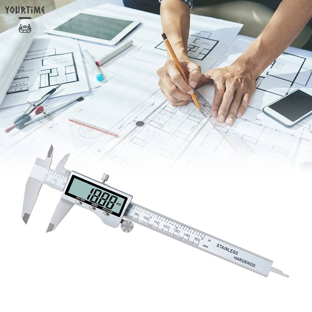 Thước Cặp Điện Tử 150mm Có Màn Hình LCD Cho Engineer Carpenter