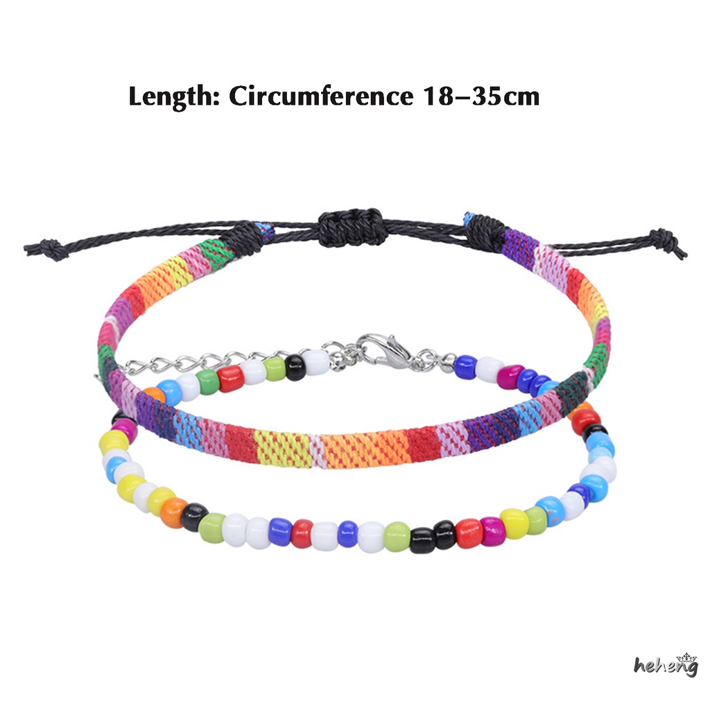 Set 8 Vòng Đeo Tay / Chân Bện Dây Xỏ Hạt Handmade Có Thể Điều Chỉnh Thời Trang Mùa Hè