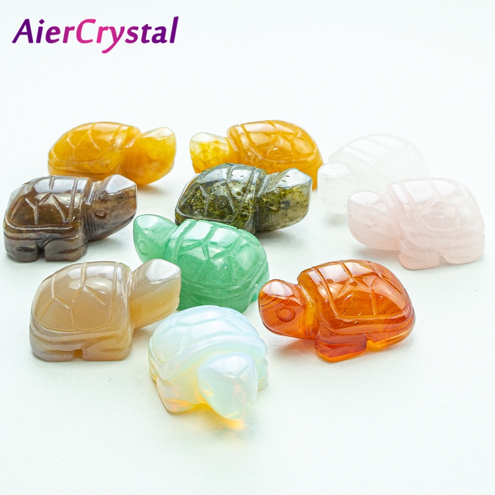 Set 5 Tượng Rùa Mini 1in Bằng Đá Pha Lê Tự Nhiên Dễ Thương Chạm Khắc Chữ Reiki Healing Trang Trí Nhà Cửa