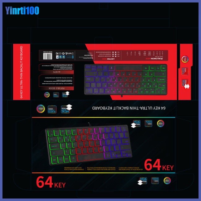 Bàn Phím Dây Mini 3 Hàng Màu Dạ Quang Dành Cho Game Thủ