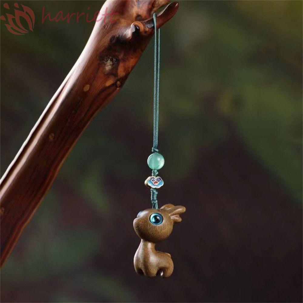 Dây Đeo Điện Thoại / Chìa Khóa Bằng Gỗ Hồng Họa Tiết Hươu Xinh Xắn
