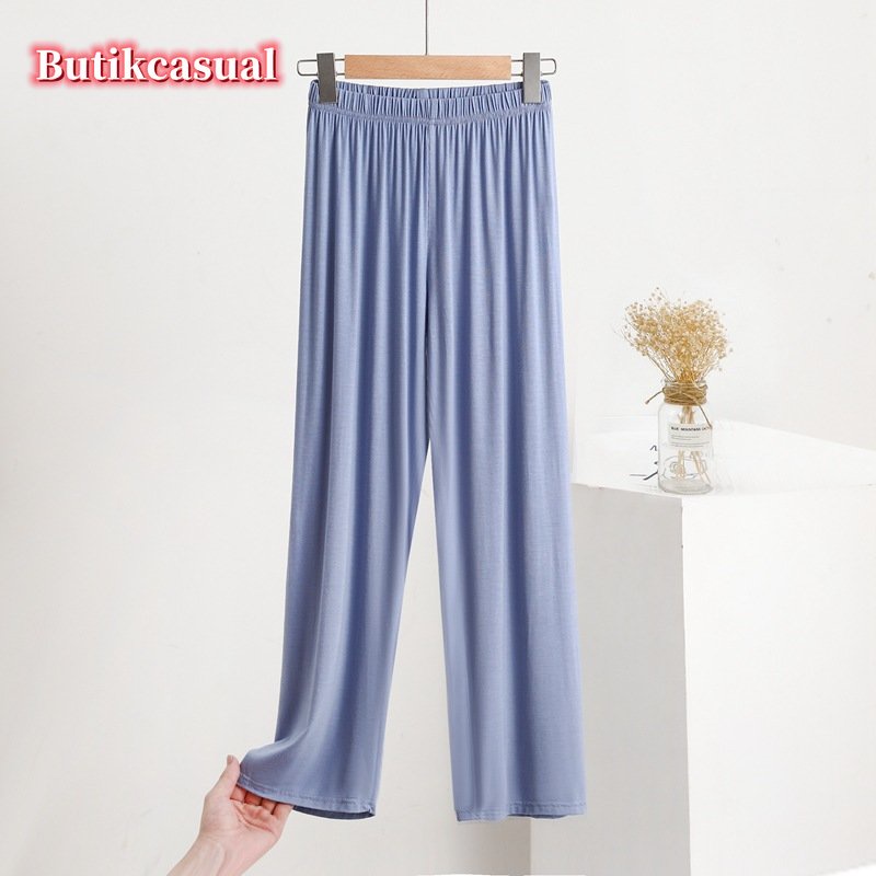 Quần Dài Cotton Lưng Thun Cao Dáng Rộng Có Túi Thời Trang Mùa Hè 2023 Mới Cho Nữ
