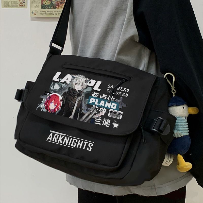 Arknights Anime Tomorrow's Ark shoulder bag junior high school students female male crossbody large capacity bag hundred match silver gray hatred white order heavy Yue