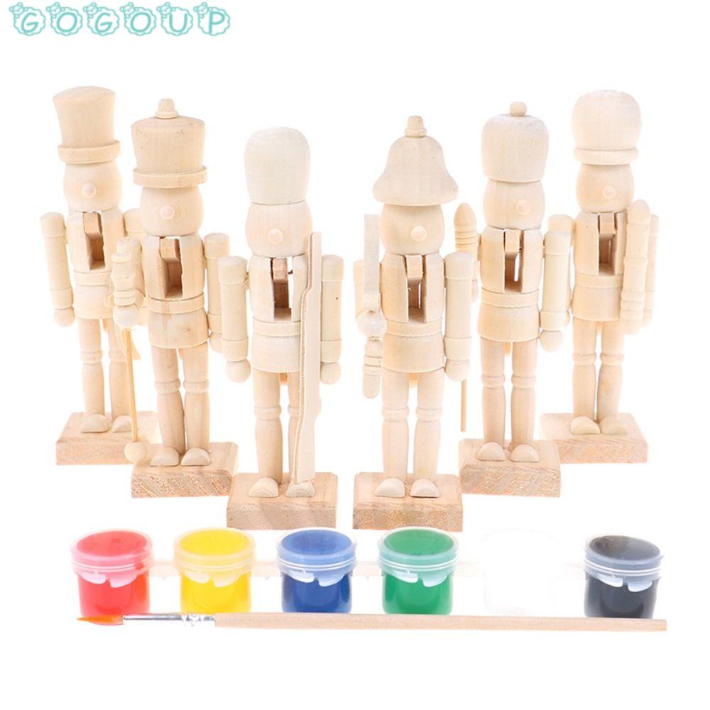 Set 6 Mô Hình Búp Bê Người Lính Bằng Gỗ Thủ Công DIY