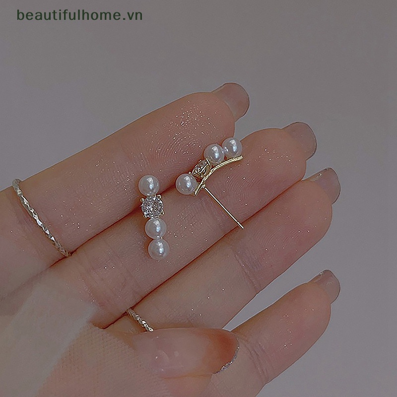 1 Đôi Bông Tai Ngọc Trai Đính Đá Zircon Phong Cách Hàn Quốc Thời Trang Cho Nữ