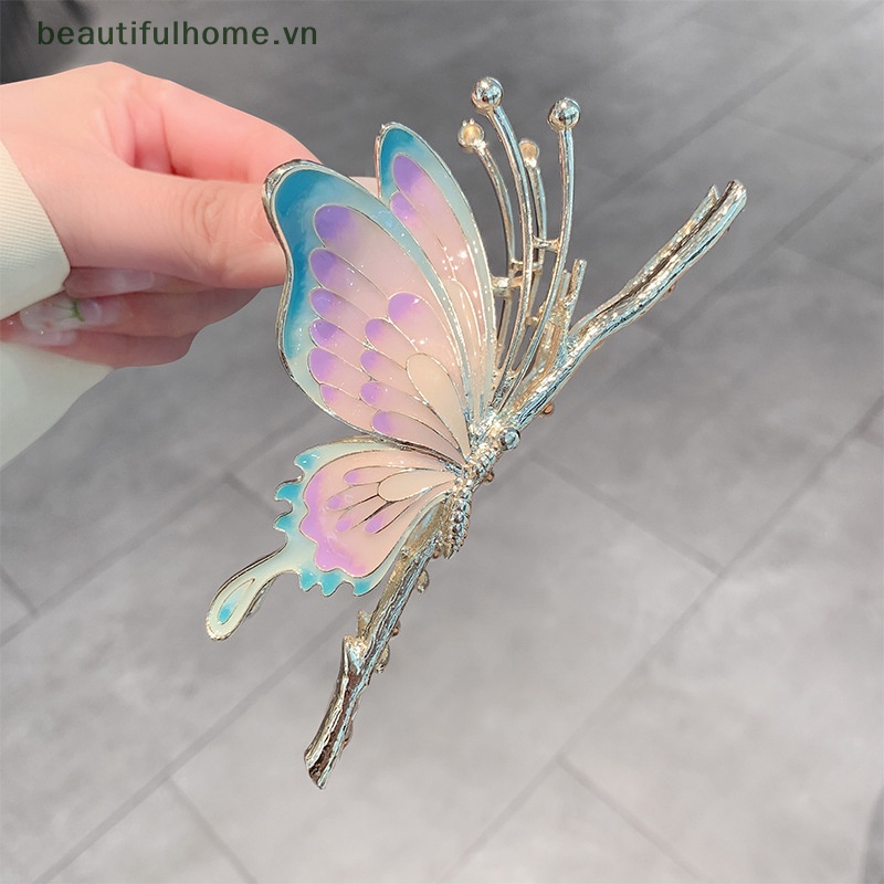 Kẹp Tóc Hình Bướm Tráng Men Nhiều Màu Phong Cách Hàn Quốc Cho Nữ