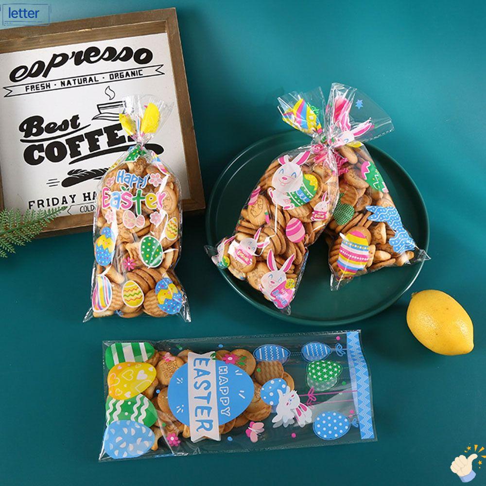 Bộ 50 Túi Nhựa Đựng Kẹo Hình Thỏ Phục Sinh Dễ Thương