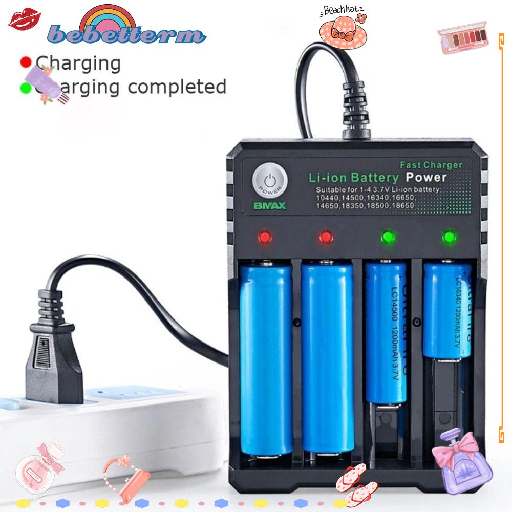 Bộ Sạc Pin 18650 AC 110V 220V 4 Ngăn Có Đèn LED Tiện Dụng