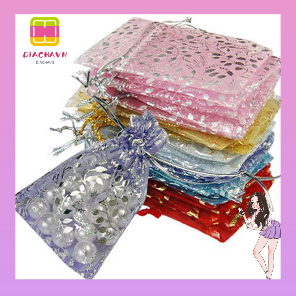 Set 50 Túi Đựng Trang Sức Hình Hoa Hồng Cho Tiệc Cưới