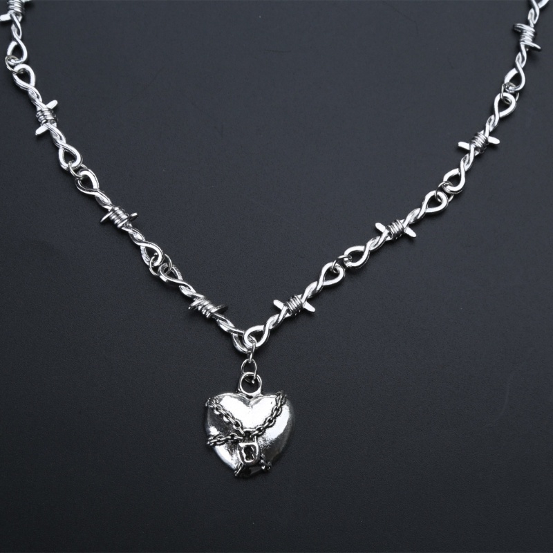 Vòng Cổ Choker Mặt Ổ Khóa Trái Tim Phong Cách Hip Hop