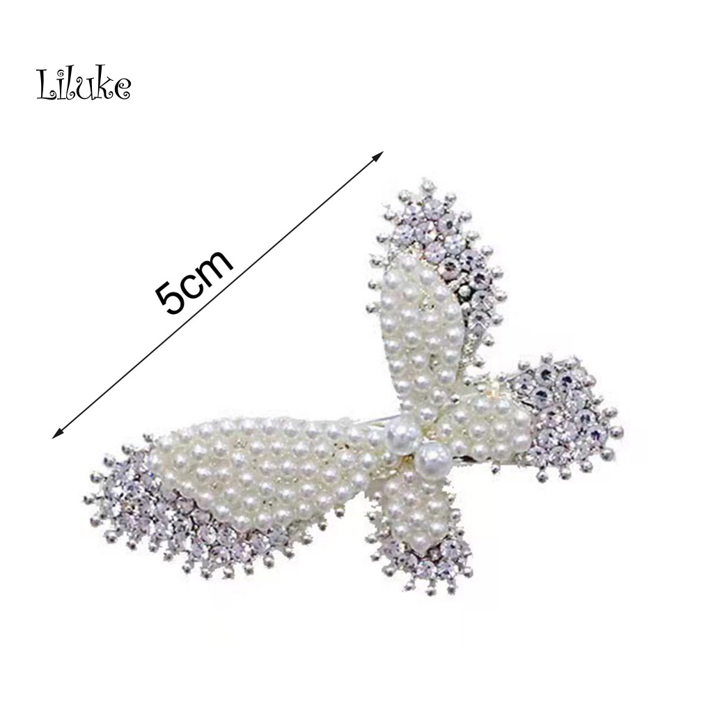 Kẹp Tóc Hợp Kim Trang Trí Nơ Đính Ngọc Trai Giả Xinh Xắn Cho Nữ