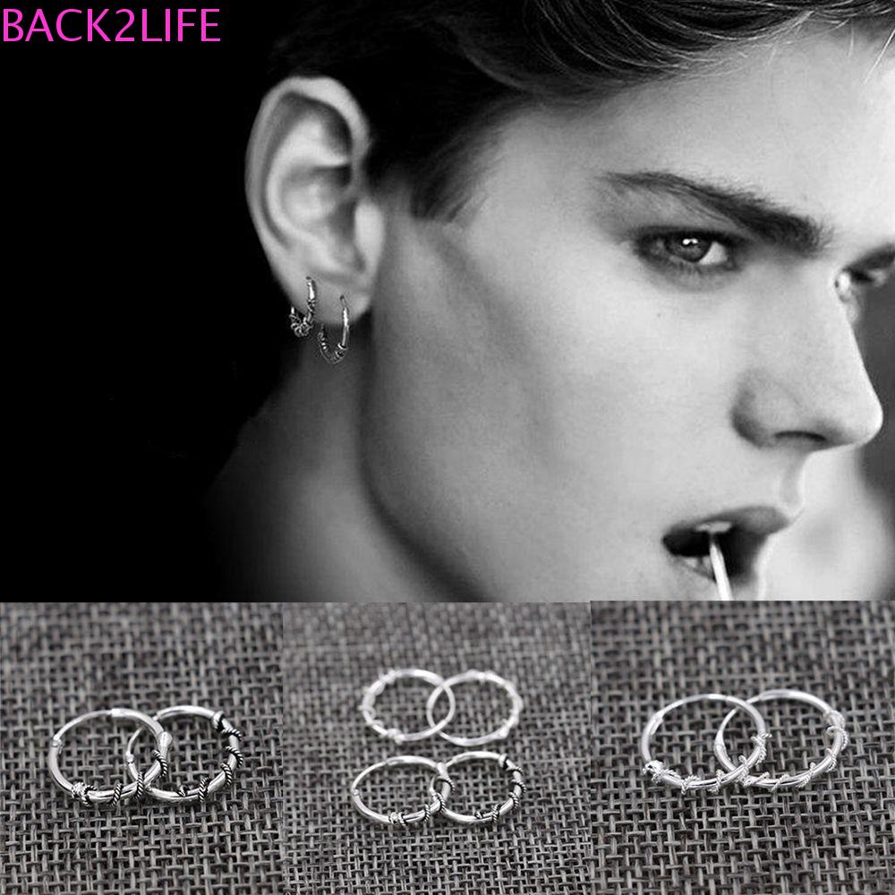 Bông Tai Tròn Bằng Thép Không Gỉ Phong Cách Punk Cổ Điển 2Lip