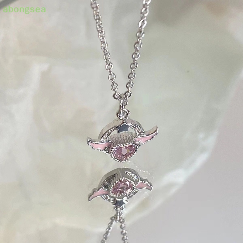 Vòng cổ Mặt Trái Tim Đôi Cánh Thiên Thần Đính Đá Zircon Màu Sắc Ngọt Ngào Thanh Lịch Cho Nữ