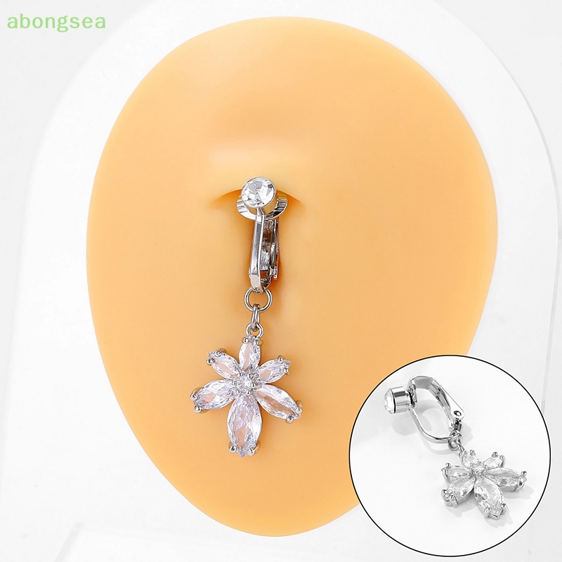 Khuyên Rốn Đính Đá Zircon Giả Bằng Thép Thời Trang Quyến Rũ Không Cần Khoan Lỗ Cho Nữ