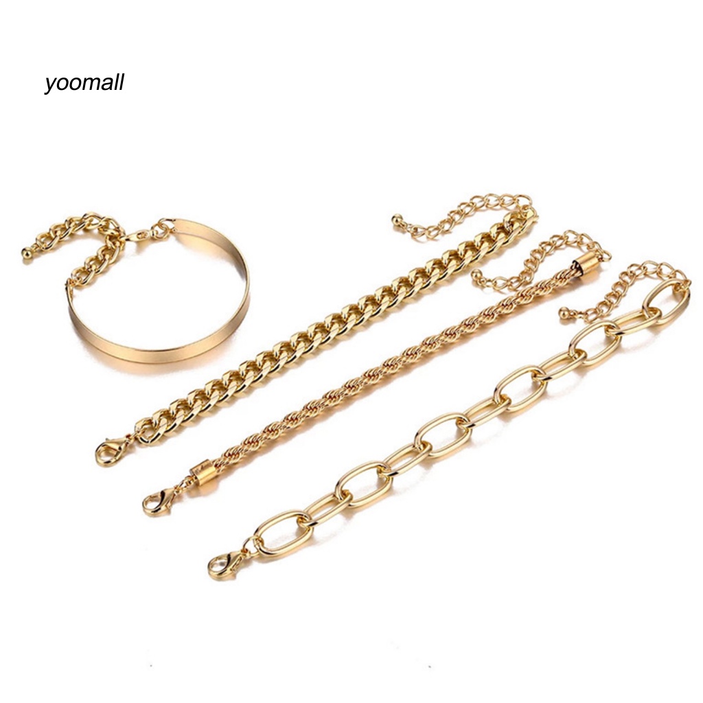 Set 4 Vòng Tay Mạ Điện Nhiều Kiểu Dáng Phong Cách Vintage Cho Nữ