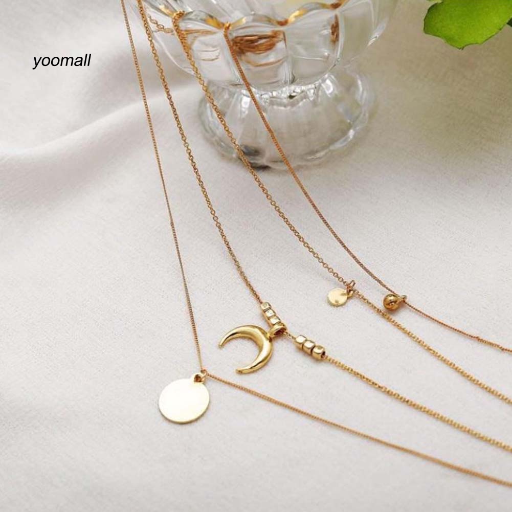 Vòng cổ Nhiều Lớp Mặt Trăng Khuyết Thời Trang Cho Nữ
