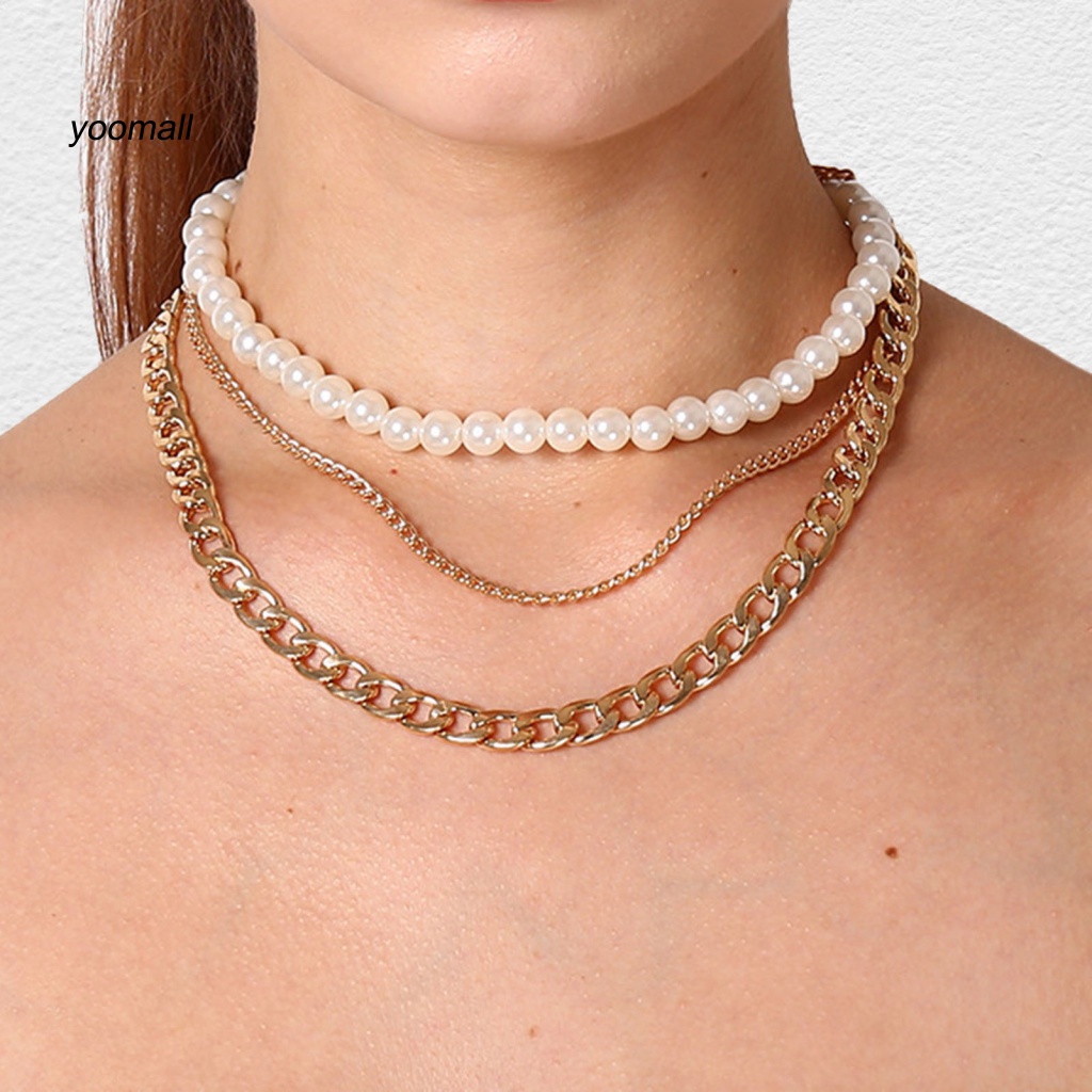 Vòng cổ Nhiều Lớp Đính Ngọc Trai Nhân Tạo Thời Trang Dành Cho Nữ