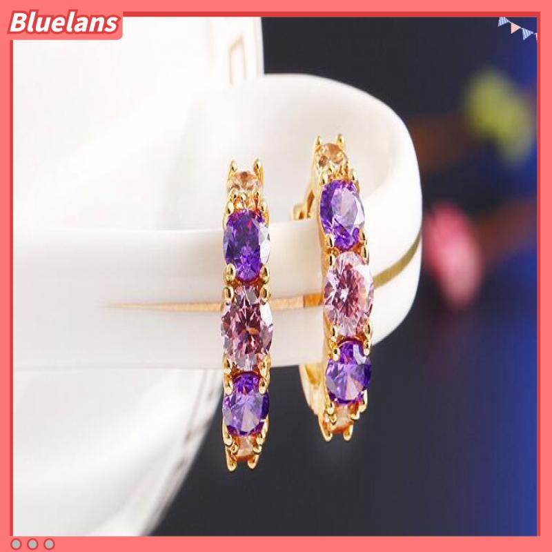 [BLS] Khuyên Tai Dáng Thẳng Đính Đá Zircon Pha Lê Phong Cách Đơn Giản Mới