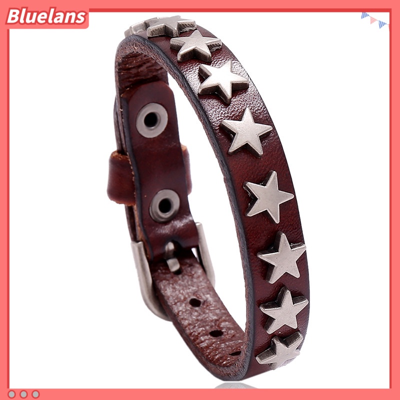 Vòng Tay Da Bò Đính Ngôi Sao Năm Cánh Phong Cách hip hop