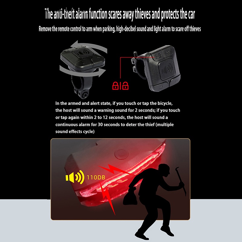 Đèn Tín Hiệu Rẽ Gắn Đuôi Xe Đạp Chống Nước Sạc Lại Được JR