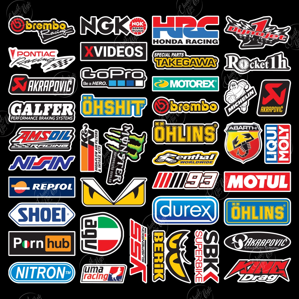 Combo 40 logo tem xe decal hình dán chống thắm nước trang trí xe máy