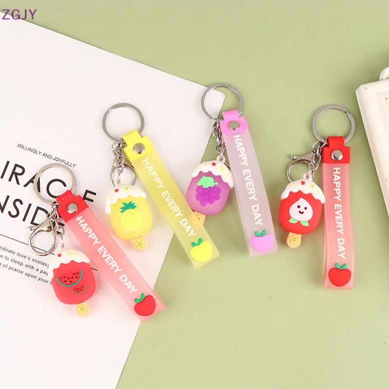 Móc Khóa Hình Trái Cây Hoạt Hình Mắt To Bằng silicon Dễ Thương