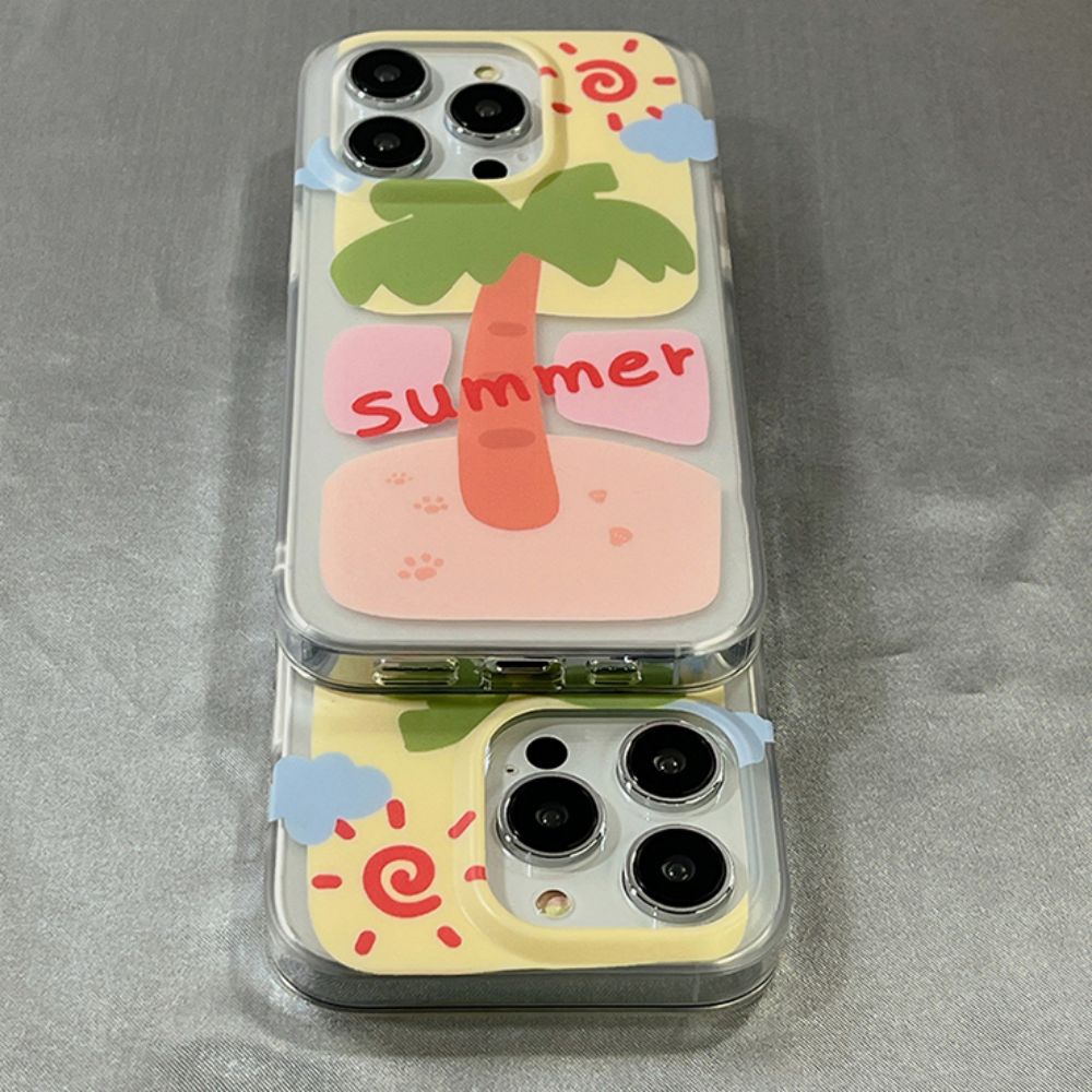 Ốp Điện Thoại TPU Mềm Chống Sốc Họa Tiết Cây Dừa Mùa Hè Cho IPhone 14 13 12 11 Pro Max X XR 8 7 Plus