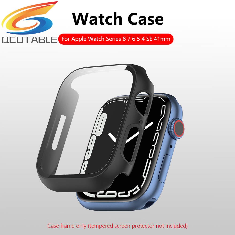 Ốp Bảo Vệ Mặt Đồng Hồ Thông Minh Bằng PC Cứng Kèm Kính Cường Lực Cho Appie Watch Series 8 7 6 5