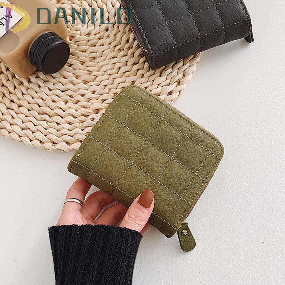 DANILO Ví Da PU Cao Cấp Họa Tiết Ca Rô Xinh Xắn Dành Cho Nữ