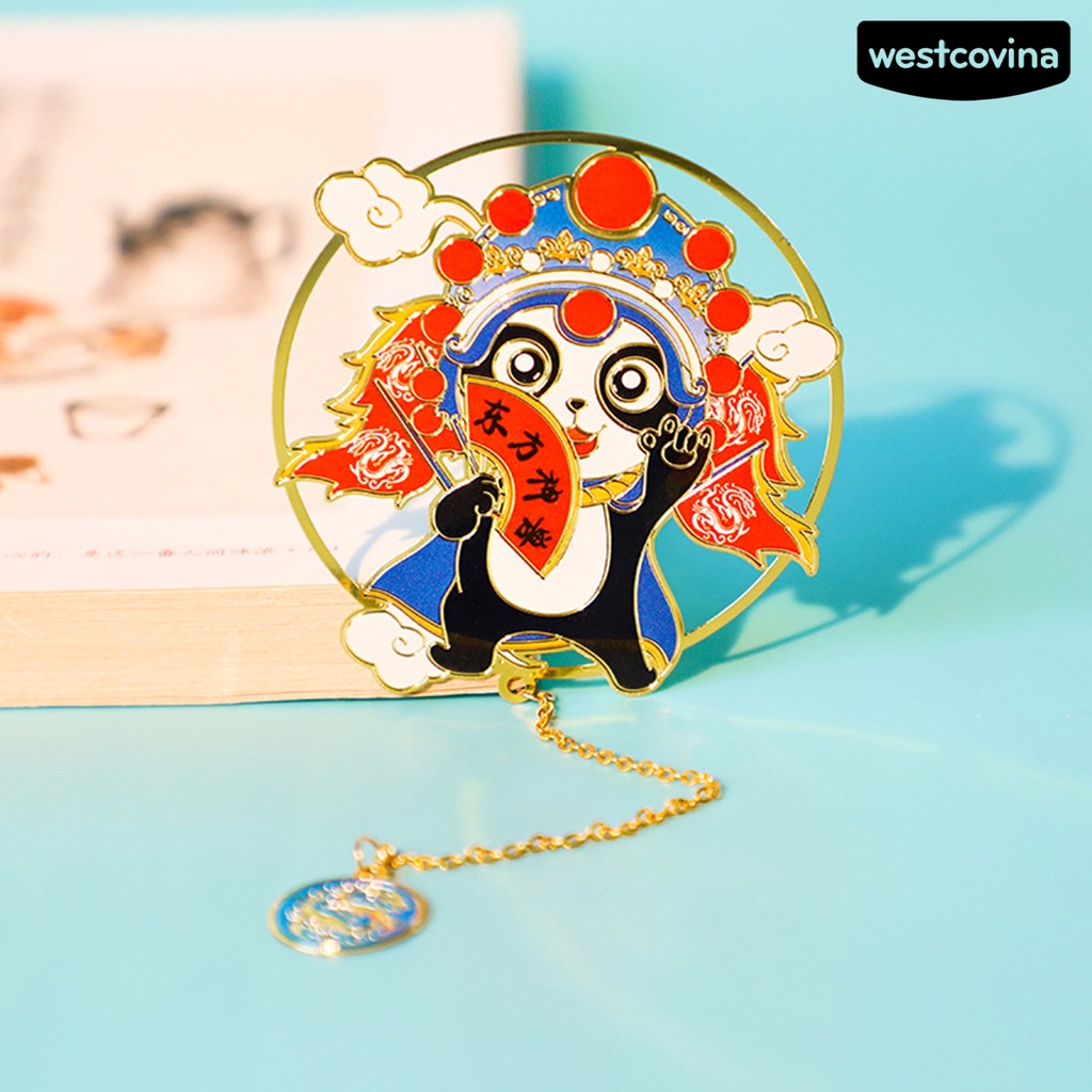 [WSTN]✎Thẻ Đánh Dấu Trang Sách Hình Gấu Trúc Hoạt Hình Mạ Điện Phối Tua Rua Phong Cách Trung Hoa Cổ Điển