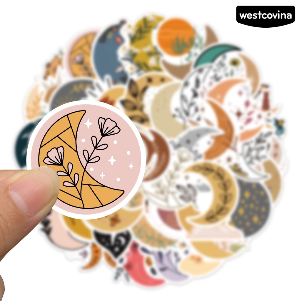 [WSTN]✎Bộ 50 Miếng Dán Tự Dính Hình Mặt Trăng Và Động Vật Trang Trí