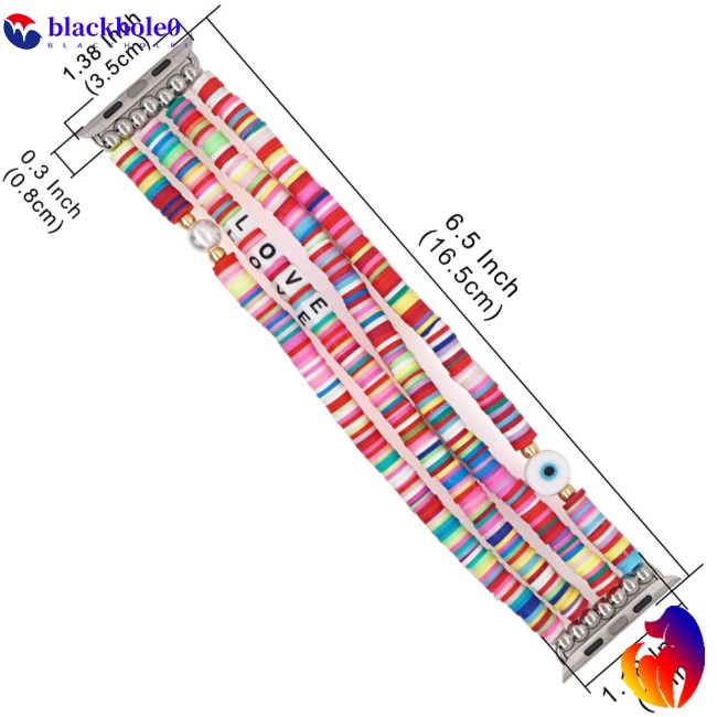 Dây Đeo Đồng Hồ Dạng Chuỗi Hạt Mềm Co Giãn Phong Cách Boho Cho Iwatch