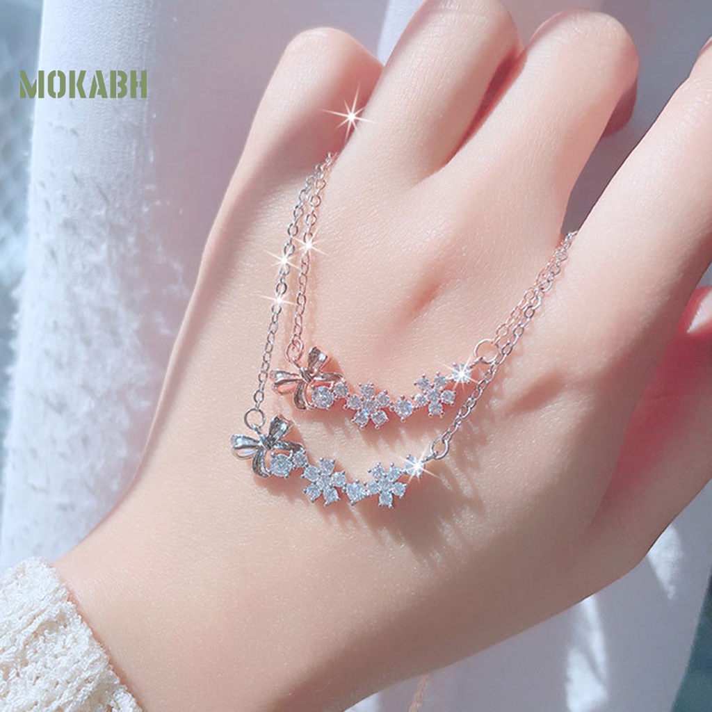 Vòng cổ Mạ Điện Màu Sắc Trơn Trang Trí Thắt Nơ Đính Đá Zircon Thời Trang Cho Nữ