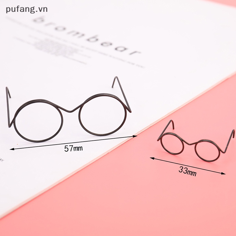 Pufang thời trang khung tròn không thấu kính retro kính búp bê mát mẻ cho phụ kiện búp bê vn