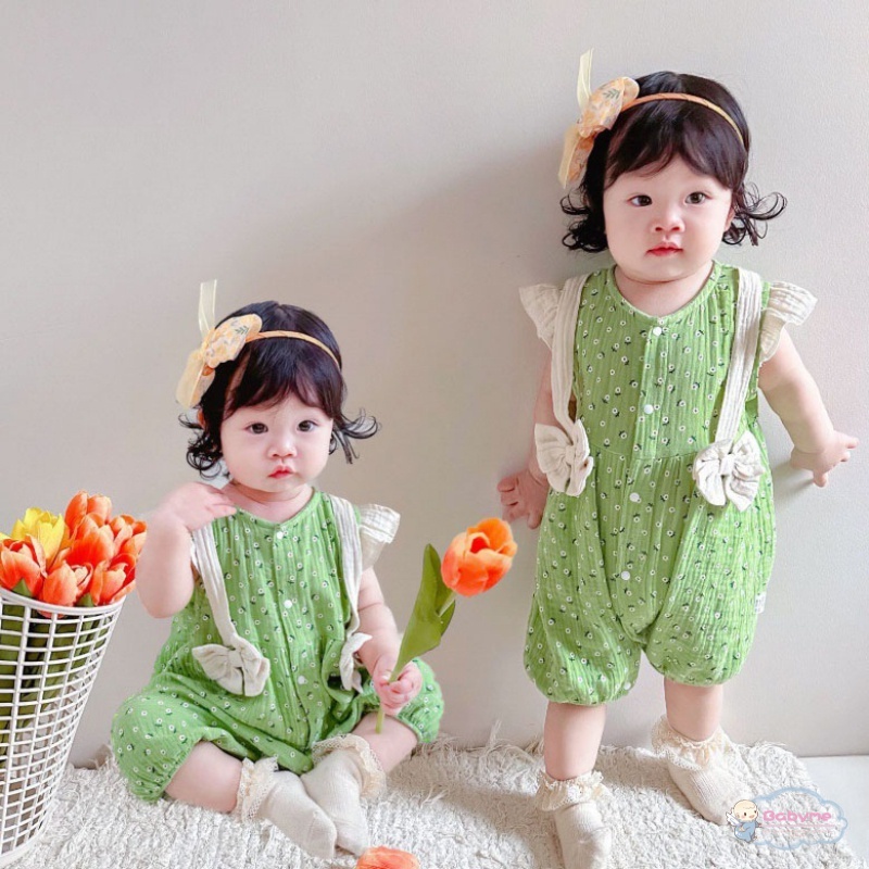 Bộ Áo Liền Quần Bằng Cotton Thoáng Khí Dành Cho Bé Gái